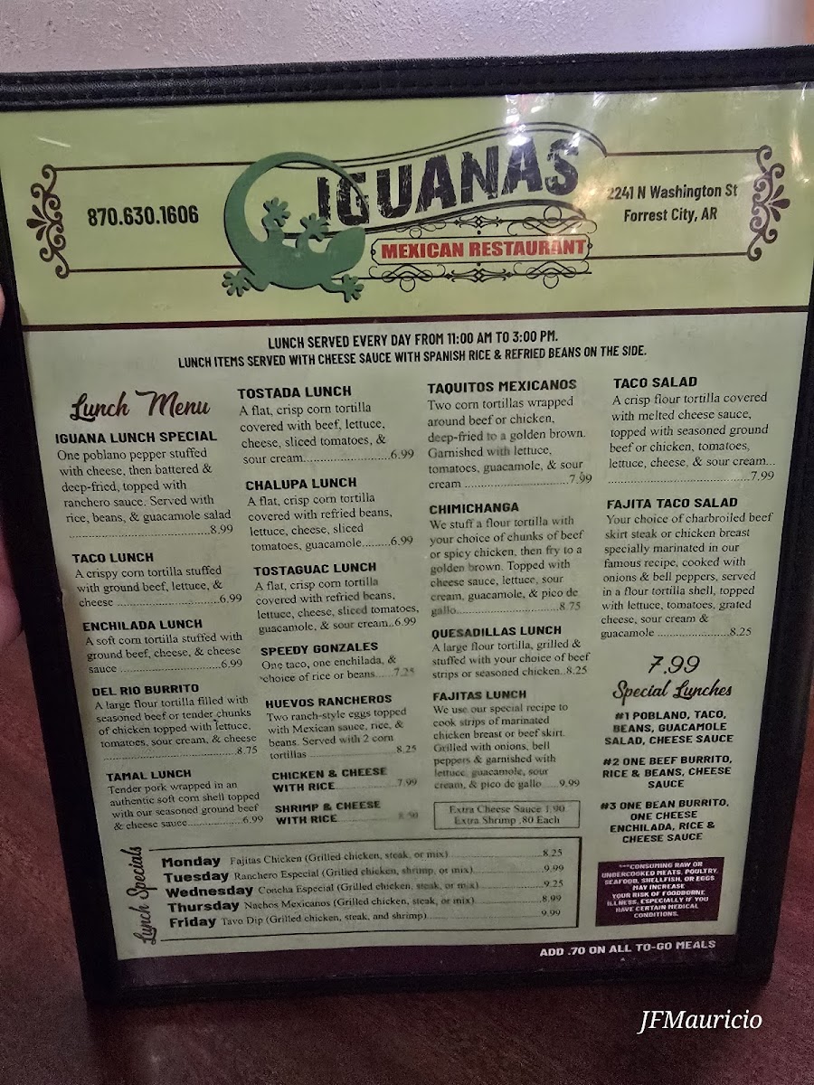 Iguanas Mexican restaurant Menu - Image 3