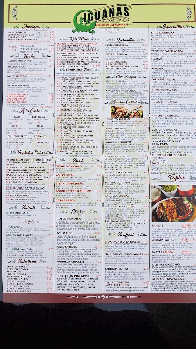 Iguanas Mexican restaurant Menu - Image 6